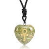 Natural Unakite Heart Engraved AnKh Cross Pendant Personalized DIY Necklaces SC1205-9-1