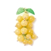Dyed Natural Yellow Jade & Glass Seed Beaded Grape Pendants PALLOY-MZ00872-03-1