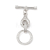Brass Micro Pave Clear Cubic Zirconia Toggle Clasps KK-P234-72P-4