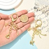 Brass Micro Pave Cubic Zirconia & Alloy Pendant Decorations HJEW-YW00460-01-5