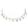 304 Stainless Steel Enamel Colorful Teardrop Tassel Bib Necklaces for Women NJEW-JN05769-2