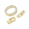 Brass Micro Pave Clear Cubic Zirconia Fold Over Clasps KK-U059-09G-2