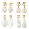 Brass Micro Pave Cubic Zirconia Stud Dangle Earrings for Women EJEW-JE07279-2