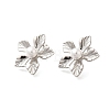 Rack Plating Flower Brass & ABS Imitation Pearl Stud Earrings EJEW-I310-21P-2