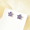 Brass Micro Pave Cubic Zirconia Stud Earrings EJEW-R016-26P-12-2