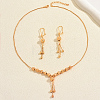 Vintage Brass Round Beaded Tassel Necklace & Earrings for Women VG0776-2