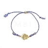 Ocean 304 Stainless Steel Link Adjustable Braided Polycotton Metallic Cord Slider Bracelets BJEW-JB14245-02-4