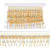 Polyester & Glass Rhinestone & Imitation Pearl Beaded Tassel Ribbon DIY-CY0003-68A-1