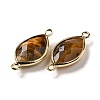 Natural Tiger Eye Faceted Connector Charms G-K347-03G-20-2