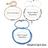 3Pcs Adjustable Natural Lapis Lazuli Beaded Braided Bracelet Sets IL6512-3-5