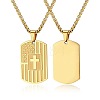 304 Stainless Steel American Flag Dog Tag Cross Pendant Necklaces for Men WG60E26-02-1