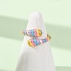 Brass Enamel Cuff Open Rings for Women RJEW-A098-01G-05-2