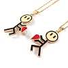 Valentine's Day 2Pcs Alloy Enamel Magnetic Heart Pendant Necklaces NJEW-P305-01G-1