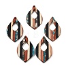 Transparent Resin & Walnut Wood Pendants X-RESI-E050-12-1