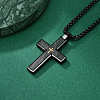 304 Stainless Steel with Wood Religion Cross Pendant Box Chain Necklaces for Men FS-WGA9A37-01-1