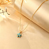 Synthetic Turquoise Brass Flower Pendant Necklaces for Women WGFA1A9-03-1