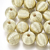 Wood Beads Covered with Polyester Cord Wire WOVE-S117-18mm-04-2