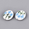 Hand Painted Tulip Flower Oval Porcelain Beads PORC-N012-11G-2