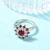 Flower Rotatable Open Cuff Rings for Women RJEW-G333-01E-2