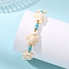 Synthetic Turquoise & Brass Beads Stretch  Bracelets for Women Men BJEW-JB13876-01-2