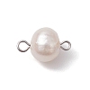 Natural Cultured Freshwater Pearl Connector Charms PALLOY-JF03090-01-2