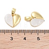 Brass Pave Natural Shell Peach Heart Charms KK-C051-21G-3