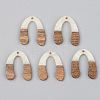 Opaque Resin & Walnut Wood Pendants RESI-S389-058B-C04-1