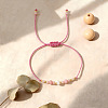 Natural Strawberry Quartz & Brass Beads Braided Bead Bracelets for Women HH4245-6-2