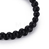 Round Frosted Glass Braided Bead Bracelet for Men Women BJEW-S145-003-2