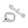 Brass Micro Pave Clear Cubic Zirconia Toggle Clasps KK-K391-15P-3