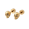 304 Stainless Steel Skull Stud Earrings EJEW-C166-01G-4