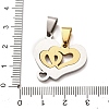 304 Stainless Steel Rhinestone Split Pendants STAS-F368-14GP-3
