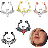 316L Stainless Steel Clear Cubic Zirconia Halloween Bat Clip-on Nose Septum Rings WG4B0C3-01-2