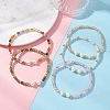 Cubic Zirconia & Shell Pearl Round Beaded Stretch Bracelets for Women BJEW-JB13280-1