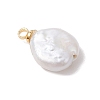 Natural Keshi Pearl Flat Round Charms PALLOY-JF05077-01-4