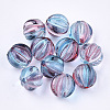 Two Tone Transparent Spray Painted Acrylic Corrugated Beads X-ACRP-T005-52A-1