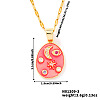 Fashionable Women's Star Moon Oval Brass Enamel Pendant Necklaces LO5059-3-2