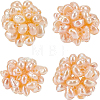4Pcs Round Handmad Natural Pearl Woven Beads PEAR-BC0001-04-1