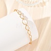 Natural Cultured Freshwater Pearl Rice Graduated Beaded Wire Wrapped Brass Cuff Bangles for Women BJEW-JB14302-2