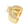 Ladybug Brass Micro Pave Cubic Zirconia Cuff Rings for Women RJEW-A088-09A-G-4