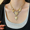 Alloy Rhinestone & Iron Heart Pendant Double Layer Necklaces for Women WG7EE33-01-1