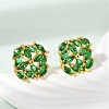 Brass Micro Pave Cubic Zirconia Stud Earrings KK-F358-02G-02-1