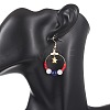 Independence Day 3 Pairs 3 Styles Natural Mashan Jade & Natural Carnelian & Natural White Jade & Natural Yellow Jade & Natural Malaysia Jade & Glass Seed Beaded & Brass Dangle Earrings EJEW-MZ00720-4