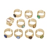 304 Stainless Steel with Glass Cat Eye Cuff Rings for Women RJEW-K309-40B-4