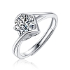 Rhodium Plated 925 Sterling Silver Moissanite Rhinestone Solitaire Ring AJEW-U007-17P-1