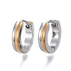 Two Tone 304 Stainless Steel Huggie Hoop Earrings X-EJEW-L252-038-1