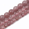 Natural Dyed Strawberry Quartz Beads Strands X-G-S295-15-6mm-1-2