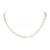 Handmade Natural Rose Quartz Chip Beads & 304 Stainless Steel Paperclip Chain Necklaces NJEW-JN05499-03-3