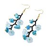 Glass Seed with Natural South Red Agate & Synthetic Turquoise & Natural Rose Quartz Dangle Cluster Earrings EJEW-MZ00726-5
