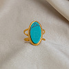 304 Stainless Steel with Synthetic Turquoise Cuff Open Rings ZU0108-3